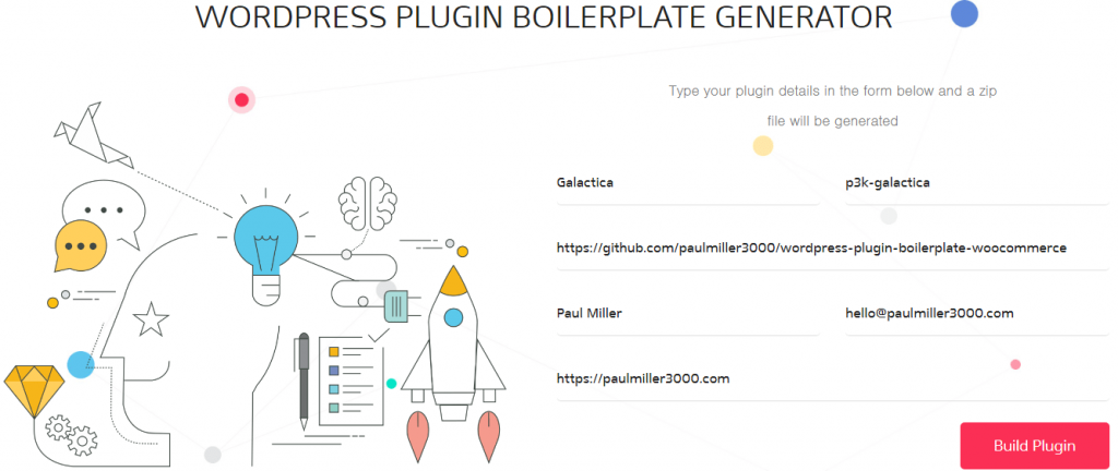 Screenshot of the WordPress Plugin Boilerplate Generator